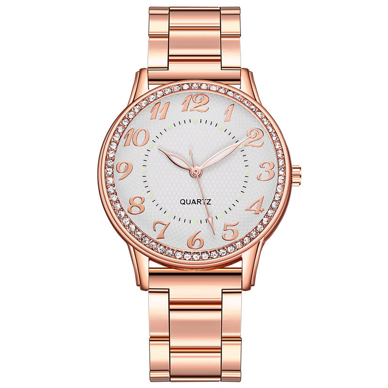 Women's Diamond-Studded Luminous Quartz Watch
