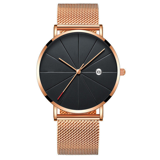Luxury Men’s Slim Stainless Steel Quartz Watch