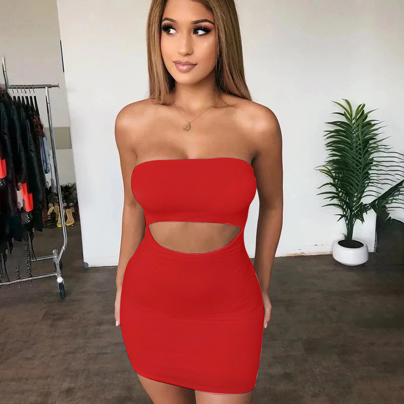 Strapless sleeveless slim dress