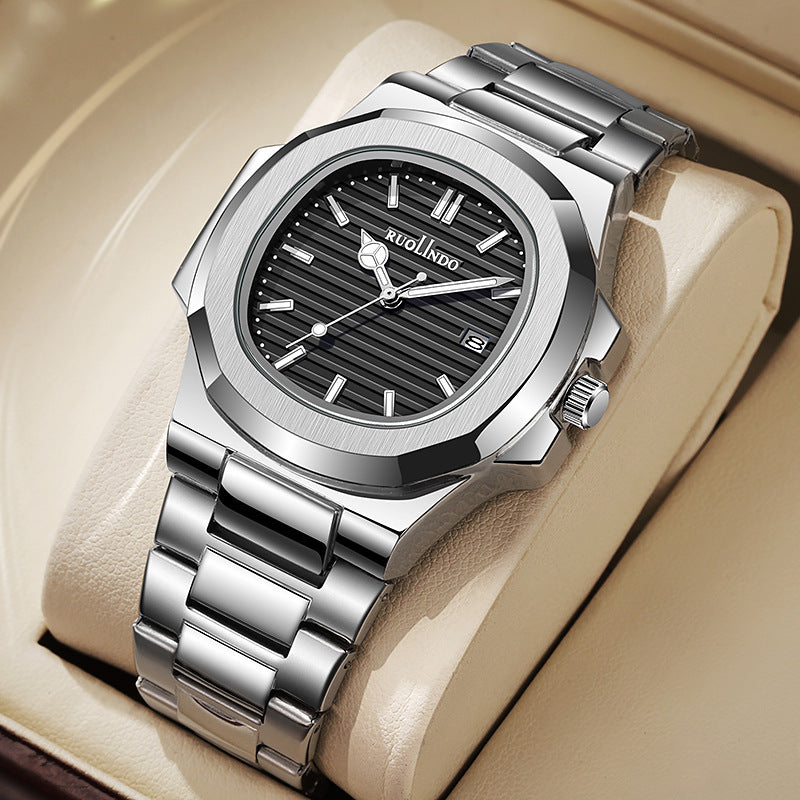 Men’s Stainless Steel Luminous Calendar Watch
