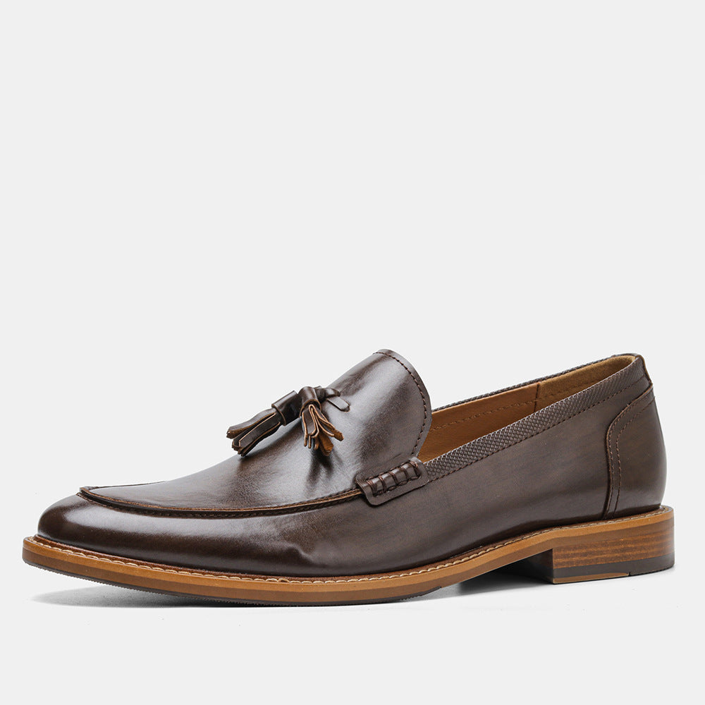 Men’s Wood Grain Tassel Loafers – American Size