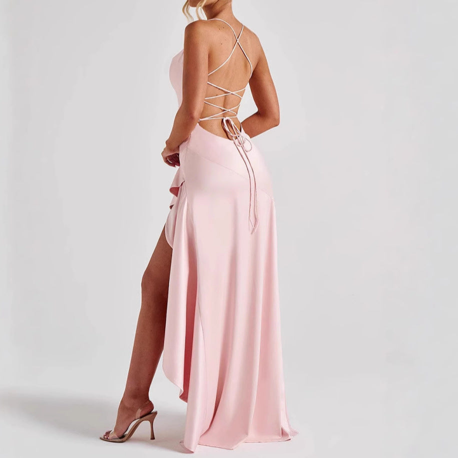 Women’s Backless Ruffle Maxi Dress