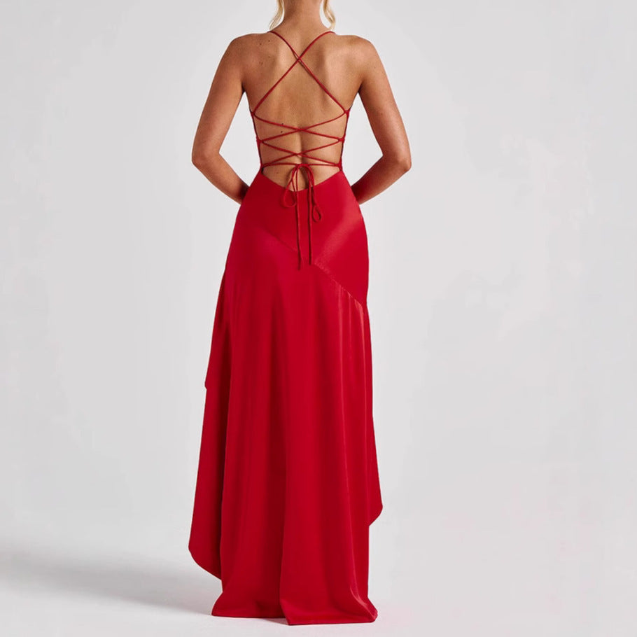 Women’s Backless Ruffle Maxi Dress
