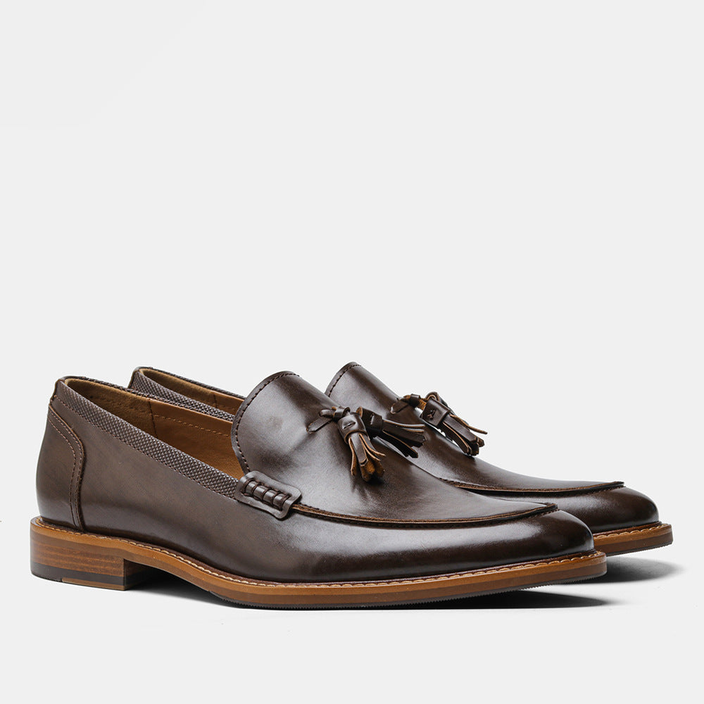 Men’s Wood Grain Tassel Loafers – American Size