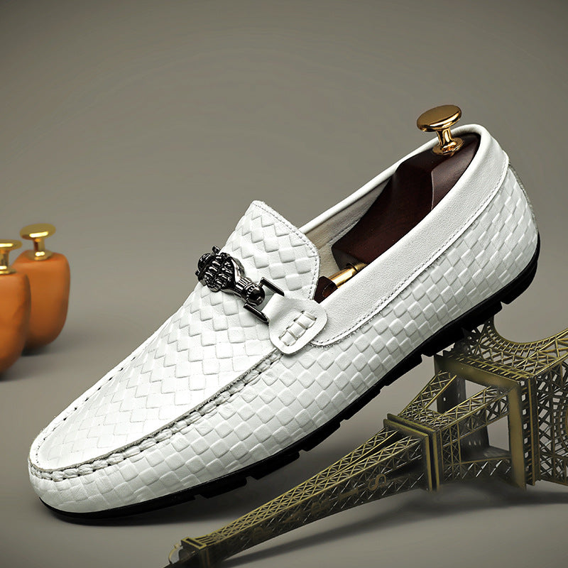 Men’s White Casual British Leather Shoes
