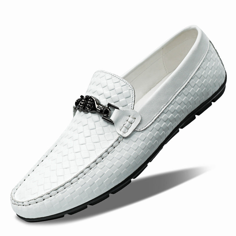 Men’s White Casual British Leather Shoes