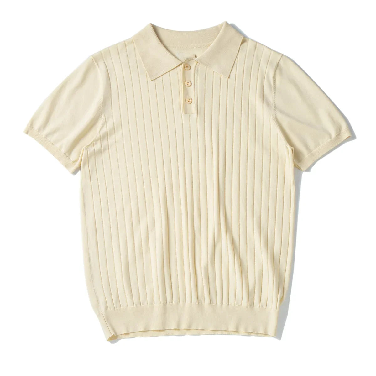 Men's High-End Italian Style Polo Shirt – Ribbed Knit, Vintage Lapel, Elegant Casual Wear