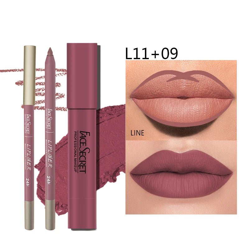 Luxury Matte Lip Liner & Lipstick Set – Waterproof, Long-Lasting, Soft Matte Finish, Premium Women’s Makeup