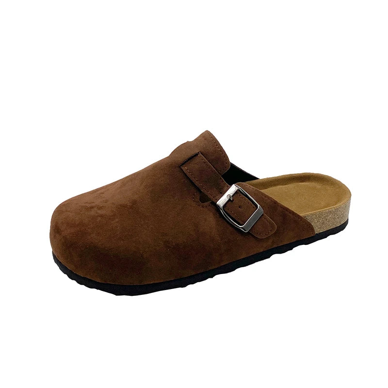 Classic Suede Mules & Clogs – Arch Support Cork Insole, Unisex Indoor/Outdoor Slides