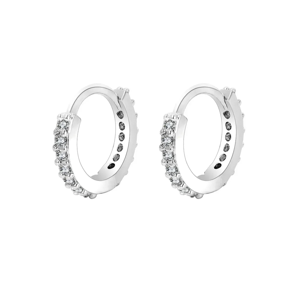 2-Piece Stainless Steel Minimalist Hoop Earrings – Crystal Zirconia Huggie for Cartilage, Helix, Tragus Piercing