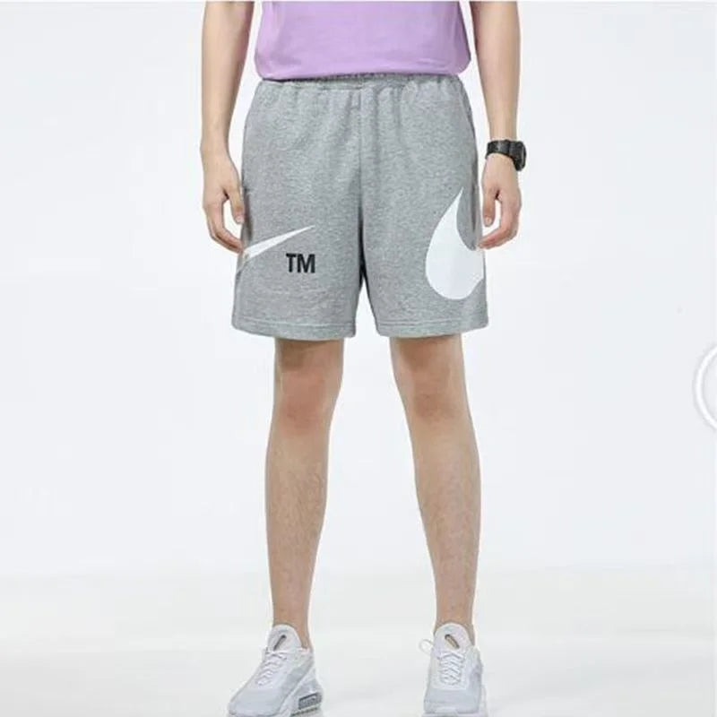 Nike Men's Cotton Outdoor Sports Shorts – Breathable, Versatile Design, Grey & Black