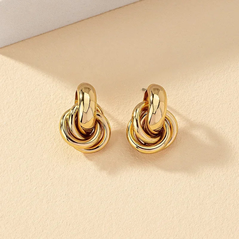Twist Knot Hoop Earrings – Gold & Silver Finish, Stylish Everyday Jewelry for Women