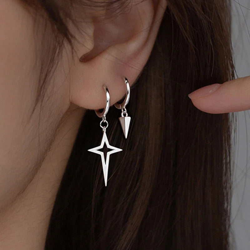 Y2K Gothic Cross Hoop Earrings – Rhinestone & Zircon Crystal Drop Design for Women