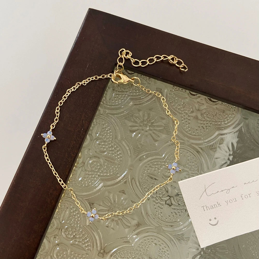 Four-Leaf Zircon Pendant Necklace – 18K Gold-Plated Stainless Steel, Exquisite Women's Jewelry Gift