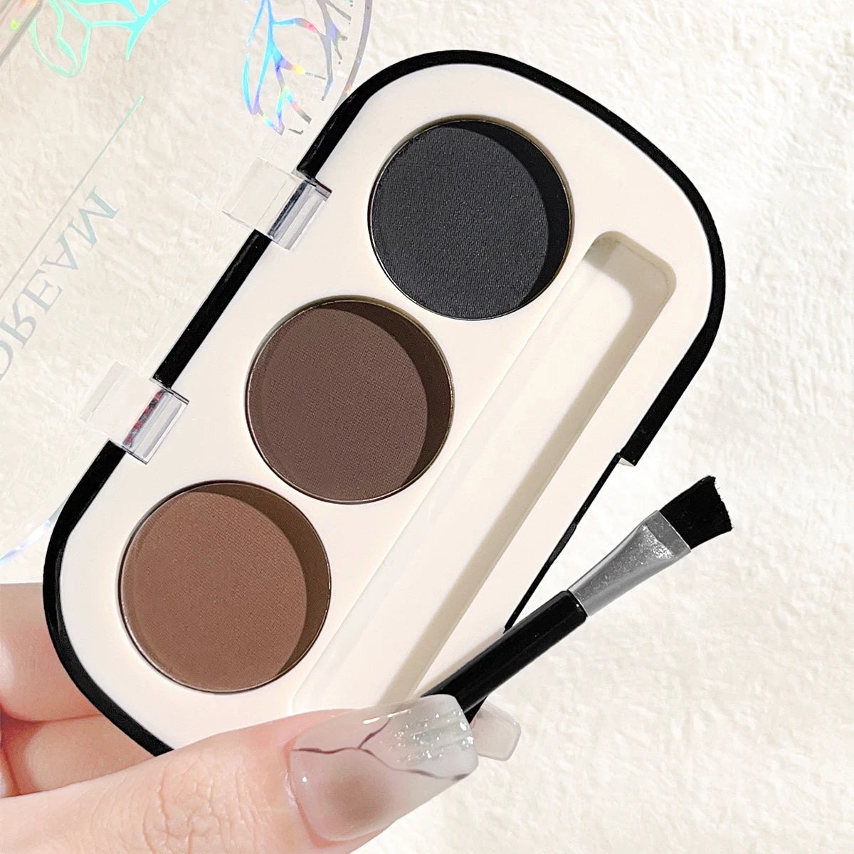3-Color Waterproof Brow Powder Palette with Brush – Natural Color, Long-Lasting, Sweatproof