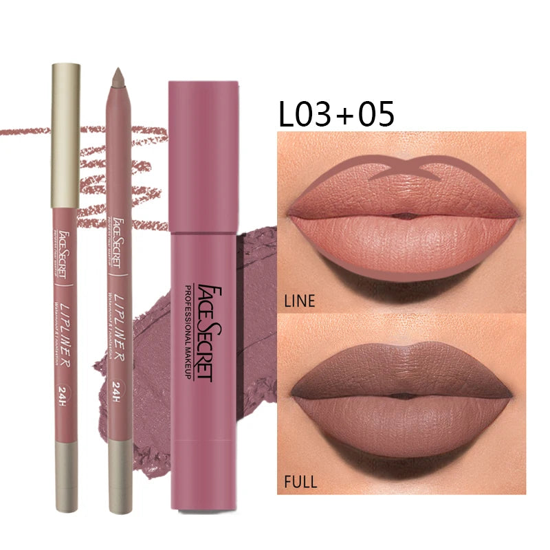 Luxury Matte Lip Liner & Lipstick Set – Waterproof, Long-Lasting, Soft Matte Finish, Premium Women’s Makeup