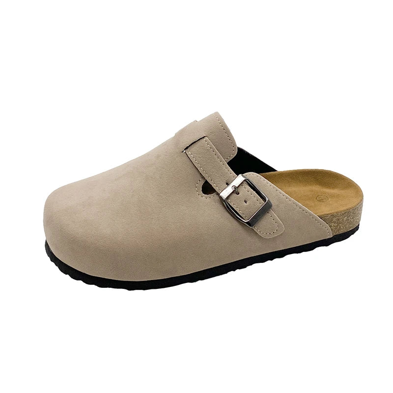 Classic Suede Mules & Clogs – Arch Support Cork Insole, Unisex Indoor/Outdoor Slides