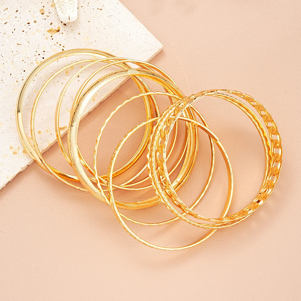 10-Piece Elegant Multilayer Bracelet Set – Delicate Twist Design, Adjustable Sparkling Bangles for Women