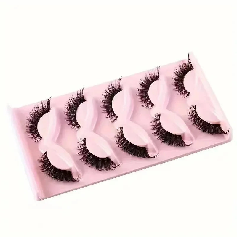 5 Pairs Cat Eye Style Lashes – Natural Look, Lightweight, Long-Lasting Wear