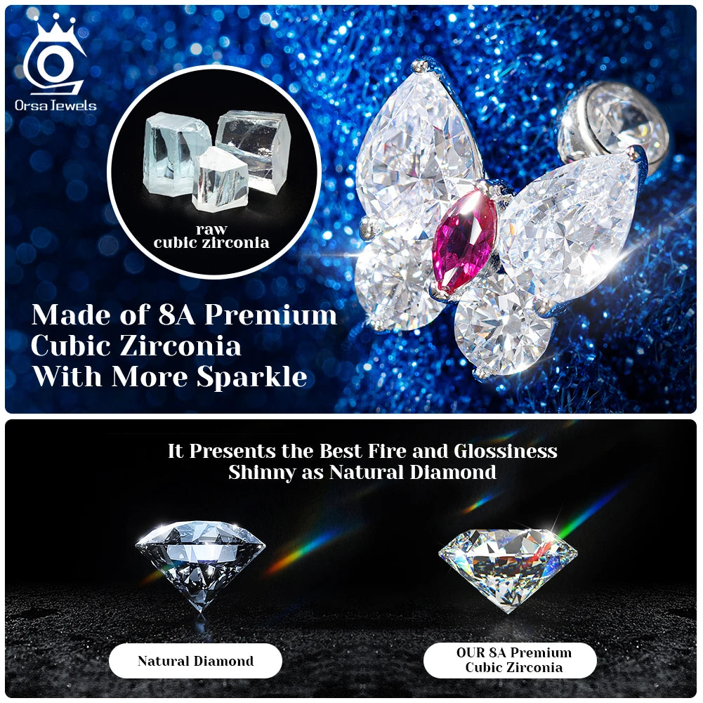 ORSA JEWELS 925 Sterling Silver Zircon Earrings – Premium Cubic Zirconia, Elegant Party Jewelry