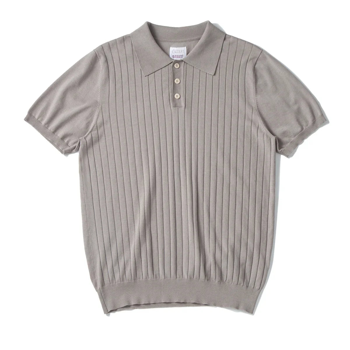 Men's High-End Italian Style Polo Shirt – Ribbed Knit, Vintage Lapel, Elegant Casual Wear