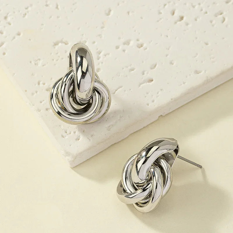 Twist Knot Hoop Earrings – Gold & Silver Finish, Stylish Everyday Jewelry for Women