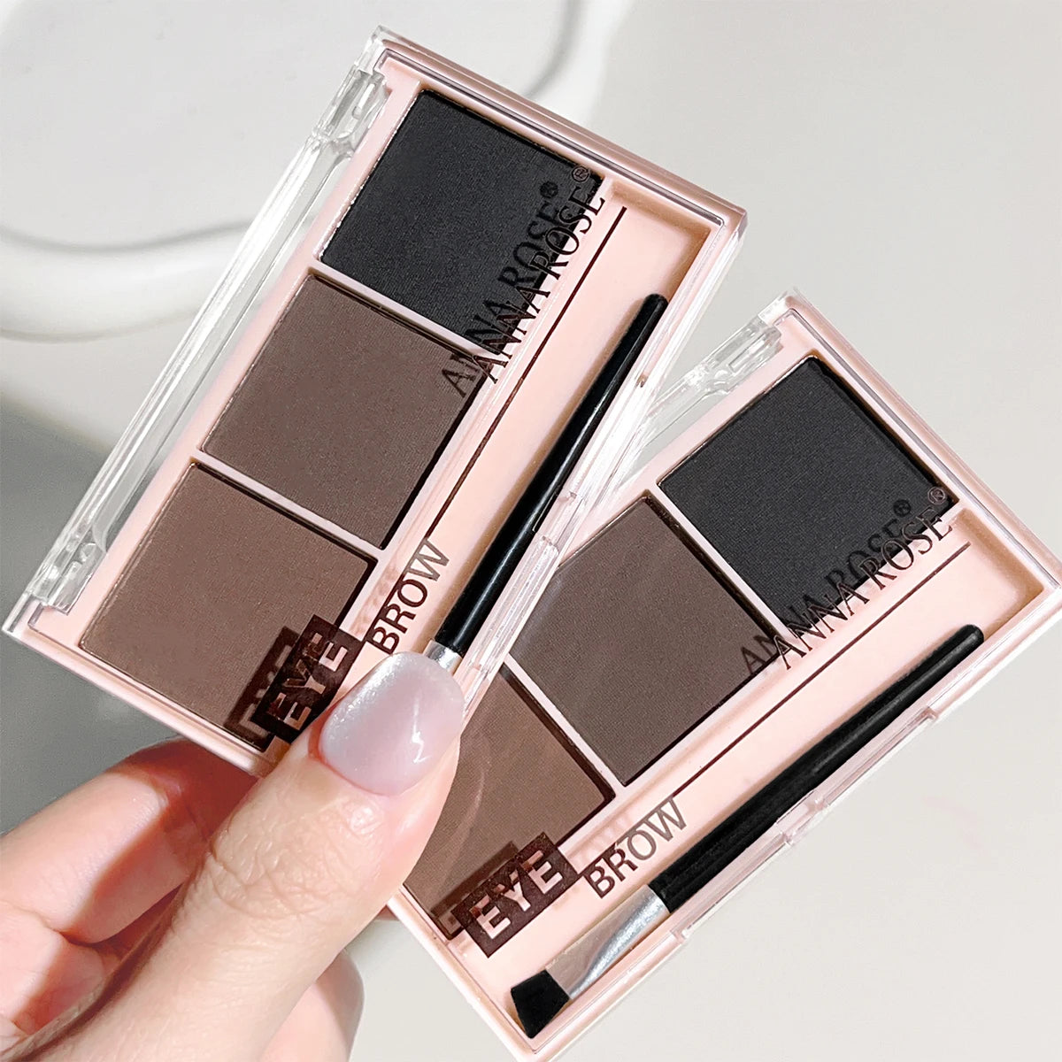 3-Color Professional Brow Powder Set with Precision Brush – Long-Lasting, Smudge-Resistant, Natural 3D Finish