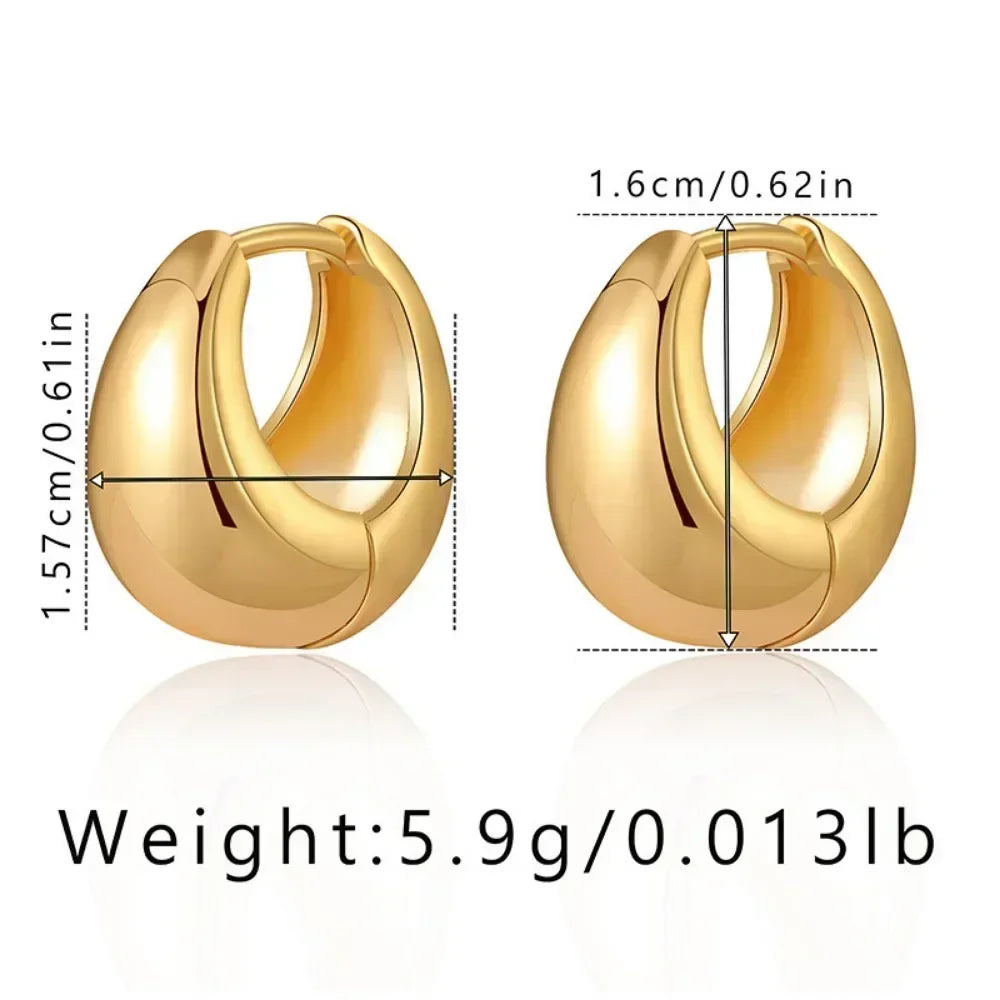 Vintage Stainless Steel Hoop Earrings – Chunky Round Design, Timeless Party Jewelry