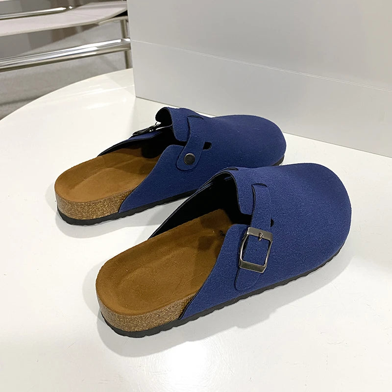 Classic Suede Mules & Clogs – Arch Support Cork Insole, Unisex Indoor/Outdoor Slides