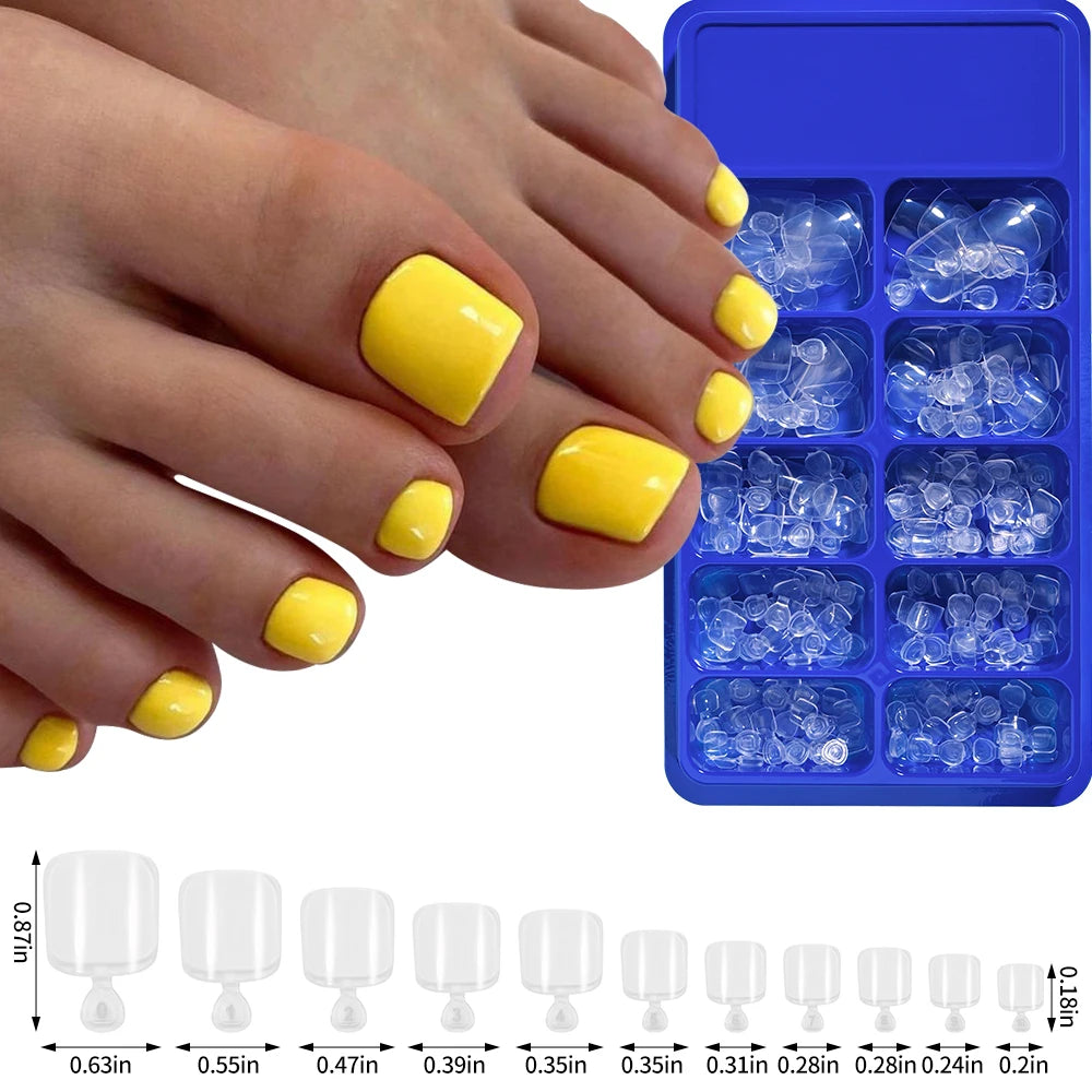 100pcs Natural White Press-On Toenails – Square Full Cover, Acrylic-Look False Nails