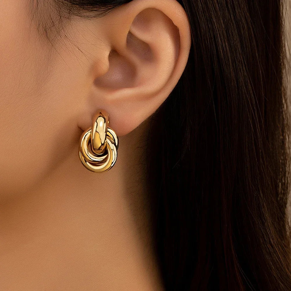 Twist Knot Hoop Earrings – Gold & Silver Finish, Stylish Everyday Jewelry for Women