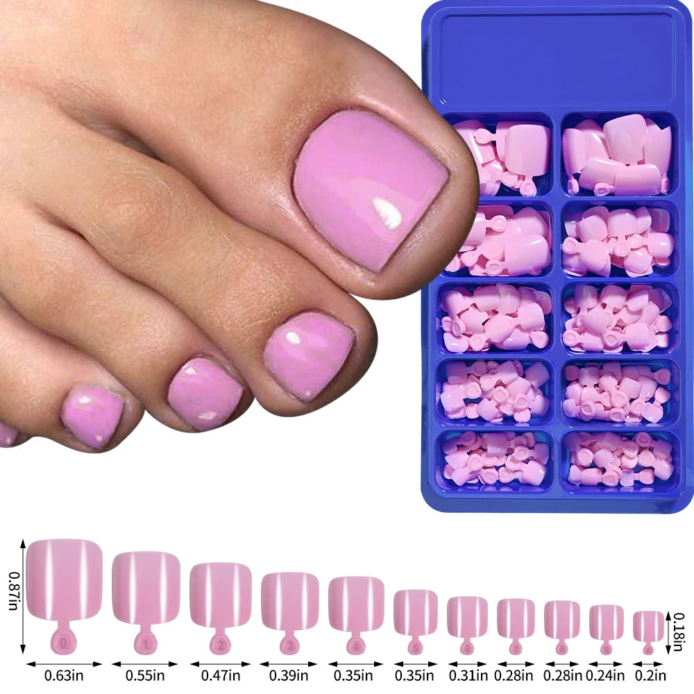 100pcs Natural White Press-On Toenails – Square Full Cover, Acrylic-Look False Nails