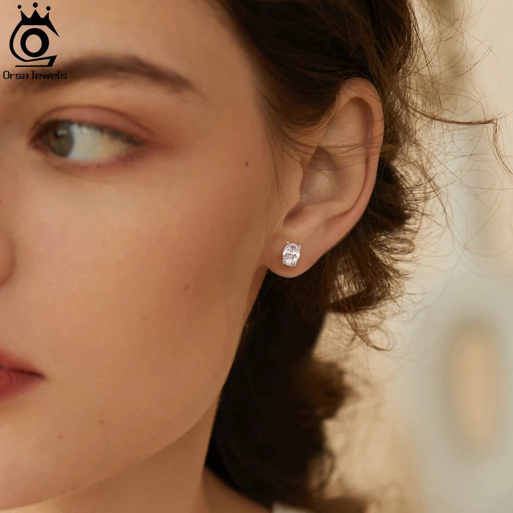 ORSA JEWELS 925 Sterling Silver Zircon Earrings – Premium Cubic Zirconia, Elegant Party Jewelry