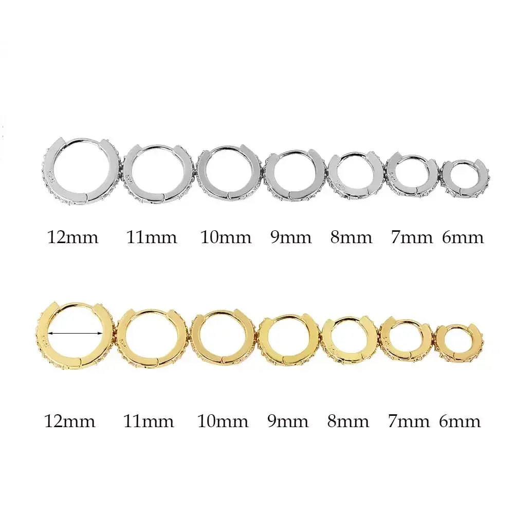 2-Piece Stainless Steel Minimalist Hoop Earrings – Crystal Zirconia Huggie for Cartilage, Helix, Tragus Piercing
