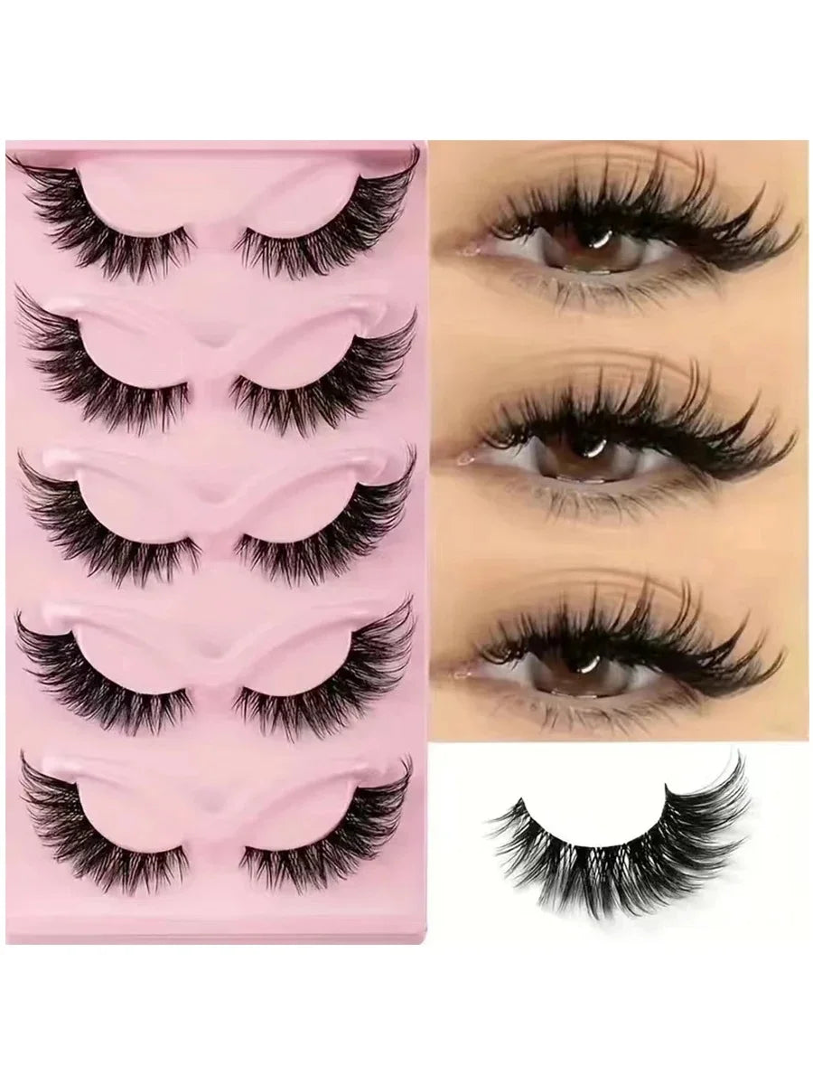 5 Pairs Cat Eye Style Lashes – Natural Look, Lightweight, Long-Lasting Wear