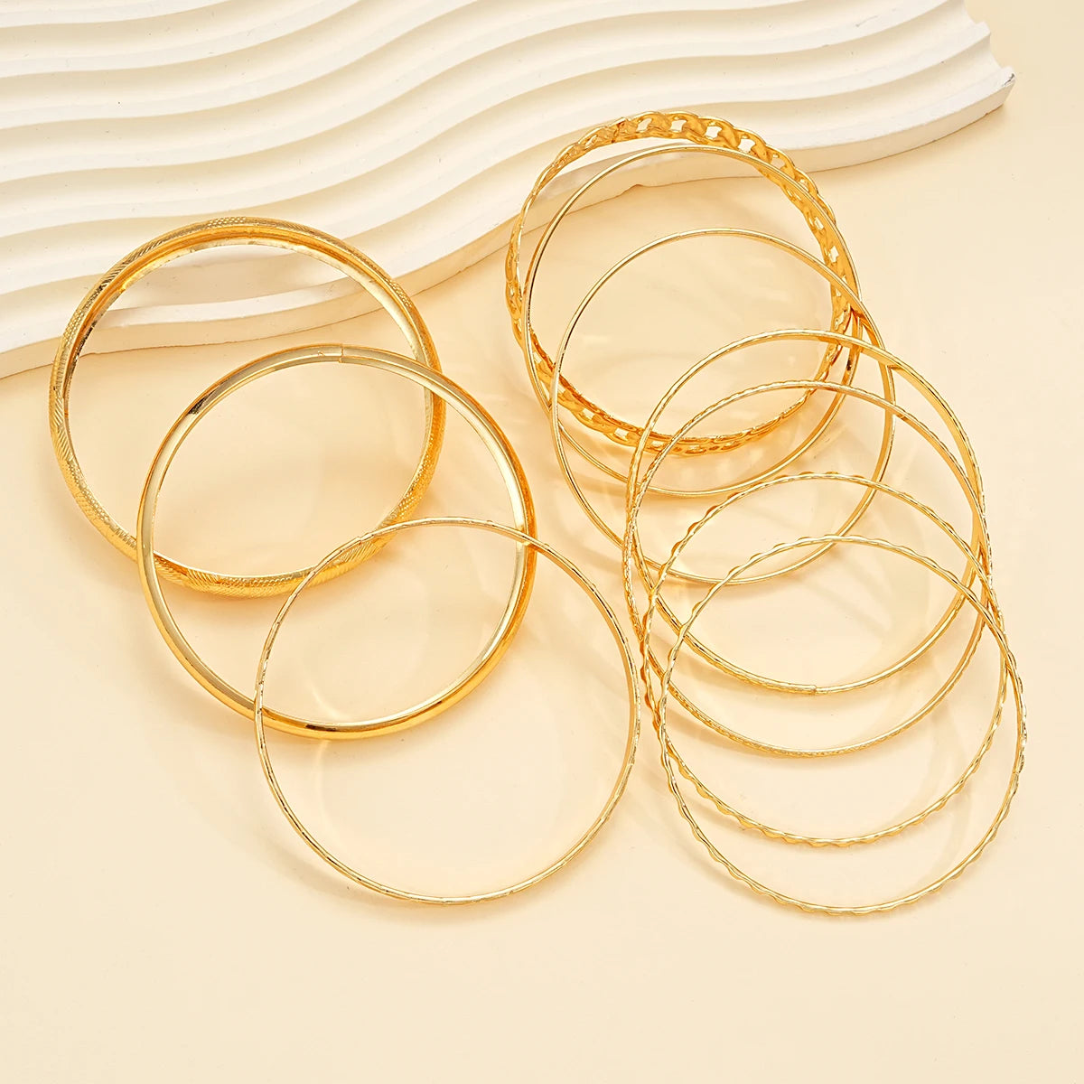 10-Piece Elegant Multilayer Bracelet Set – Delicate Twist Design, Adjustable Sparkling Bangles for Women