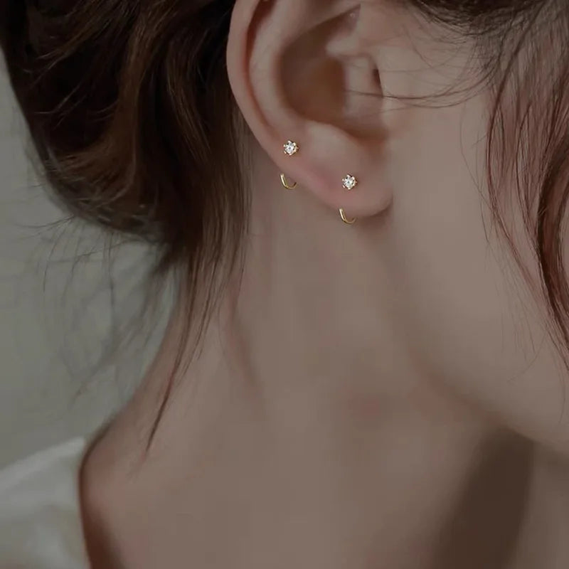 Minimalist Zircon Stud Earrings – Elegant Design for Teens & Adults, Perfect for Party or Wedding