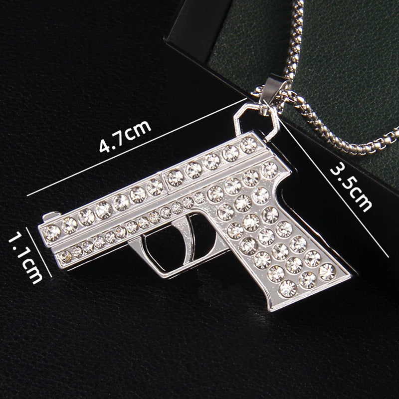 Men’s Gold Pistol Pendant Necklace – Premium Stainless Steel, Bold Urban Style