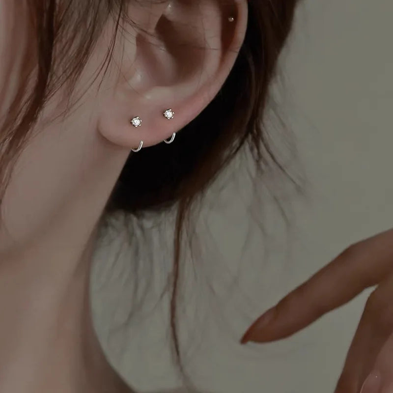 Minimalist Zircon Stud Earrings – Elegant Design for Teens & Adults, Perfect for Party or Wedding