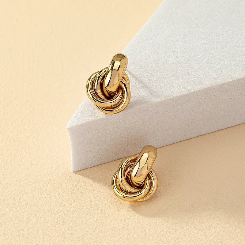 Twist Knot Hoop Earrings – Gold & Silver Finish, Stylish Everyday Jewelry for Women