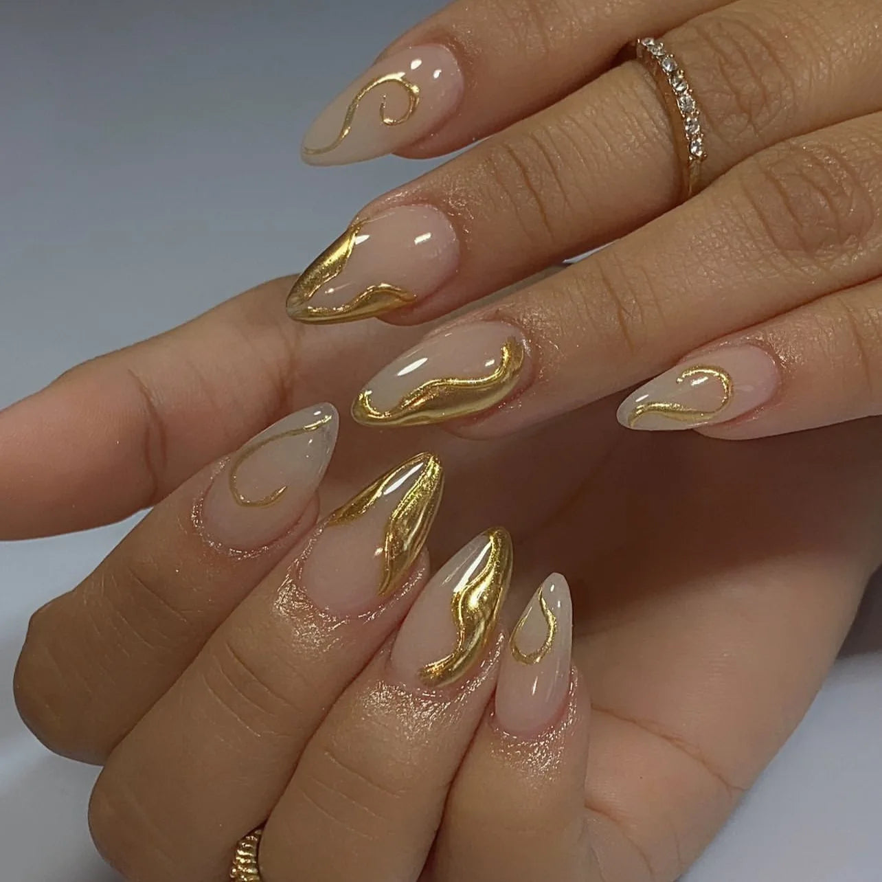 24pcs Long Almond French Tip Press-On Nails – Simple Full Cover Design