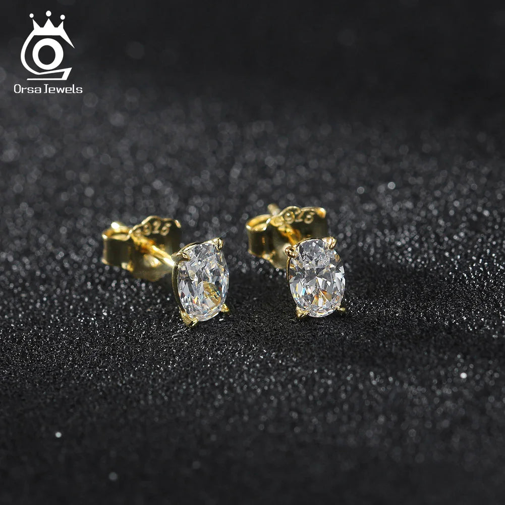 ORSA JEWELS 925 Sterling Silver Zircon Earrings – Premium Cubic Zirconia, Elegant Party Jewelry