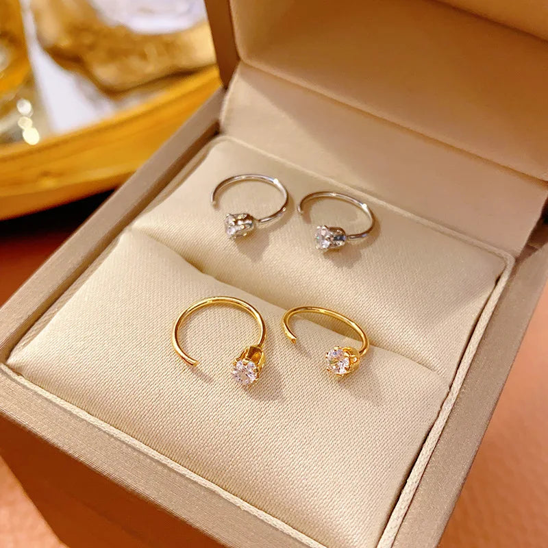 Minimalist Zircon Stud Earrings – Elegant Design for Teens & Adults, Perfect for Party or Wedding