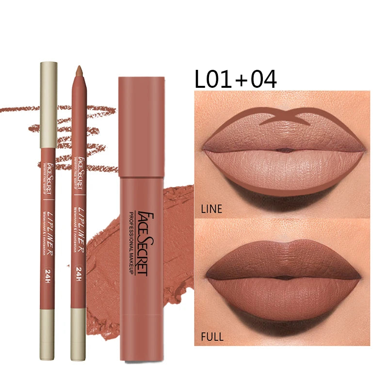Luxury Matte Lip Liner & Lipstick Set – Waterproof, Long-Lasting, Soft Matte Finish, Premium Women’s Makeup