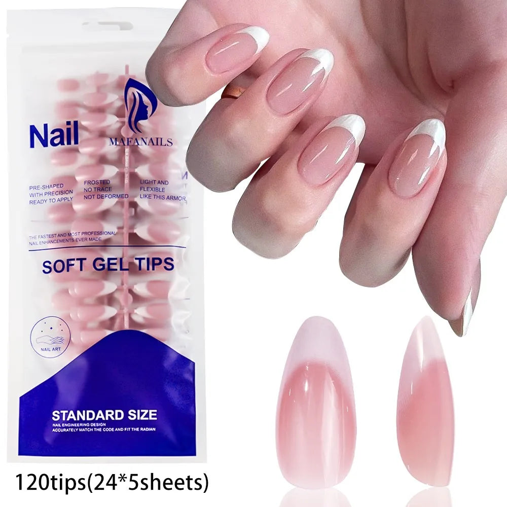 100pcs White Medium Square Press-On Nails – Full Cover Acrylic-Look False Tips, 10 Size Nail Decoration Set