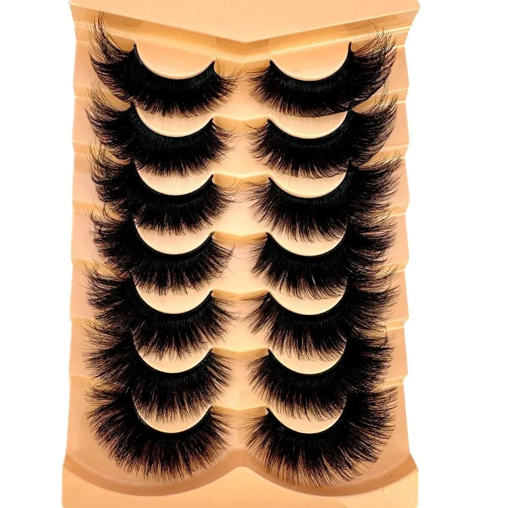 7 Pairs 3D Mink Fluffy Lashes – Wispy, Voluminous, Natural Look, Long-Lasting Eyelash Extension Effect