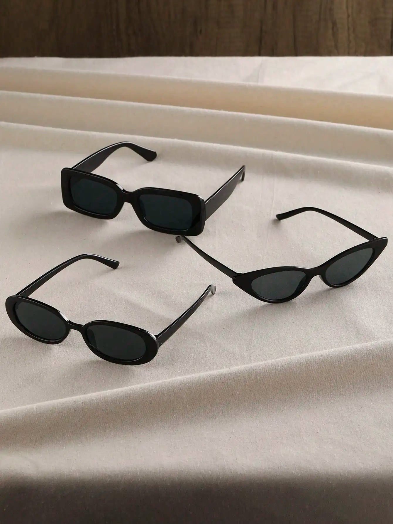 3-Piece Unisex Sunglasses Set – Cat Eye, Round & Square Frames for Outdoor Adventures