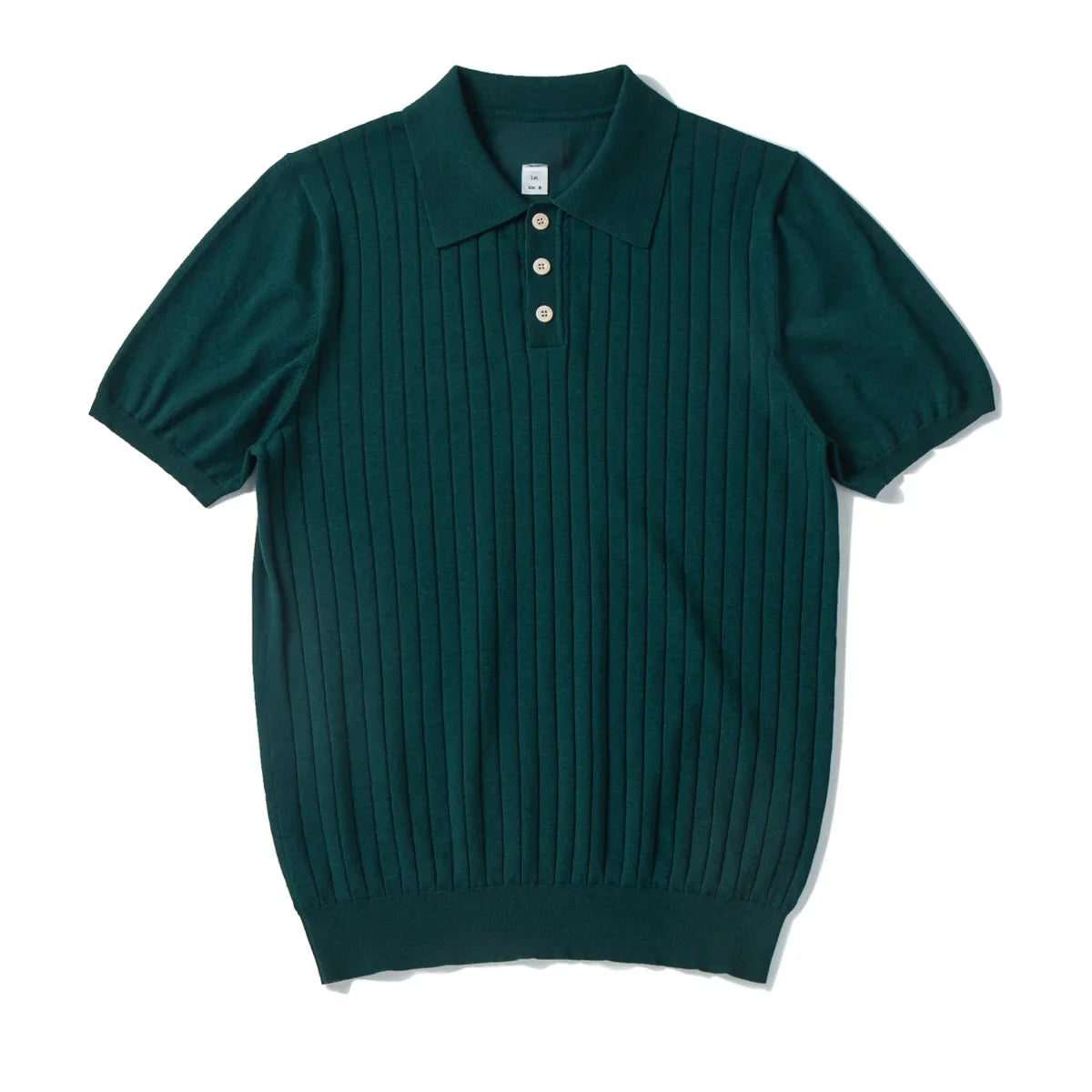 Men's High-End Italian Style Polo Shirt – Ribbed Knit, Vintage Lapel, Elegant Casual Wear