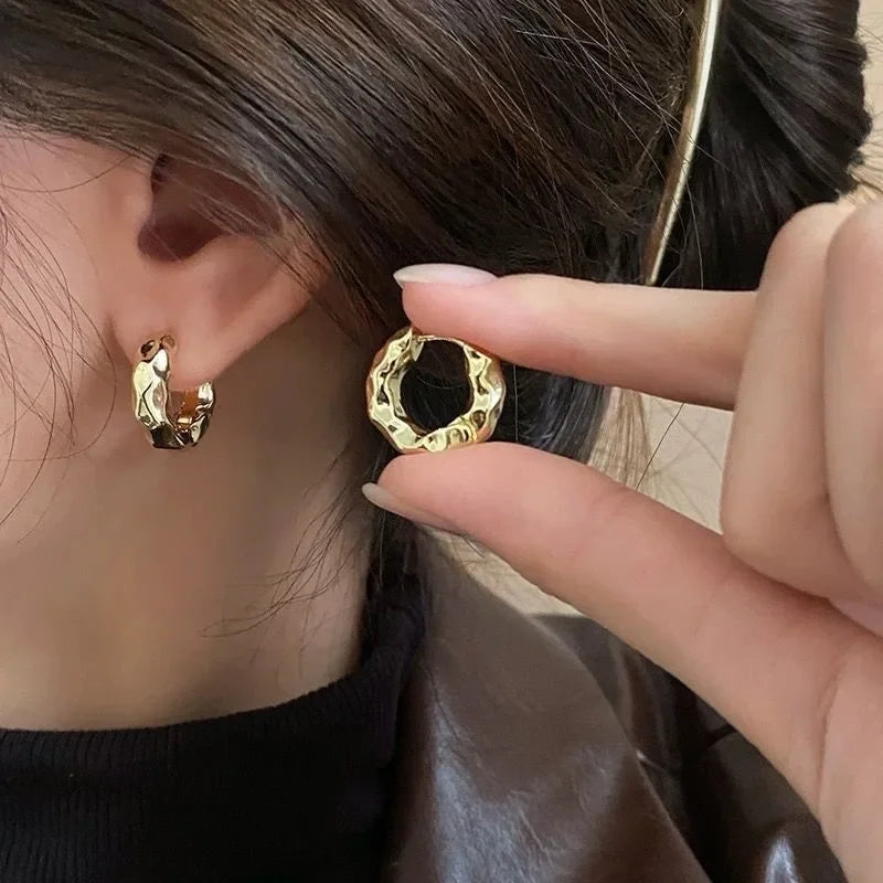 Vintage Stainless Steel Hoop Earrings – Chunky Round Design, Timeless Party Jewelry