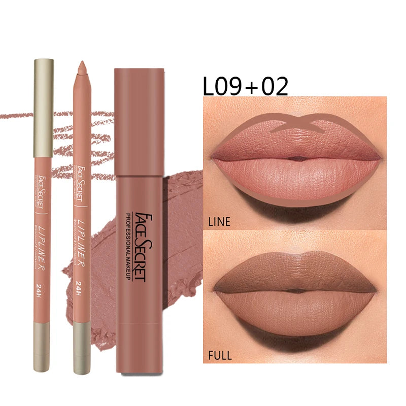 Luxury Matte Lip Liner & Lipstick Set – Waterproof, Long-Lasting, Soft Matte Finish, Premium Women’s Makeup